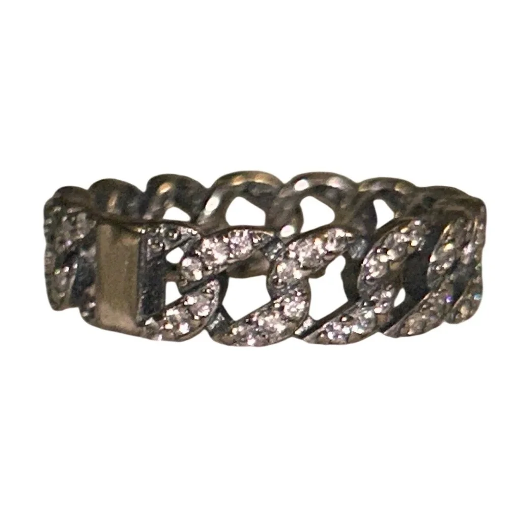 Pandora‎ Me Pave Link Ring Sterling Silver S925 ALE 54 Cubic Zirconia Size 7
